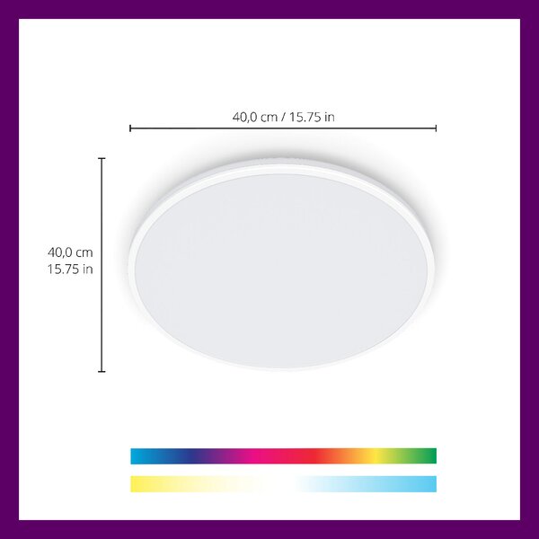 WiZ Rune přisazené LED svítidlo 21W 2100lm 2700-6500K RGB IP20 40cm, bílé