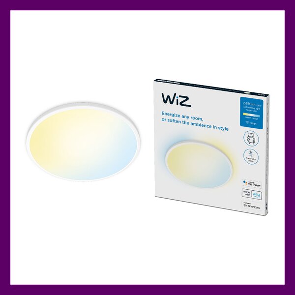 WiZ SuperSlim přisazené LED svítidlo 22W 2450lm 2700-6500K IP20 43cm, bílé