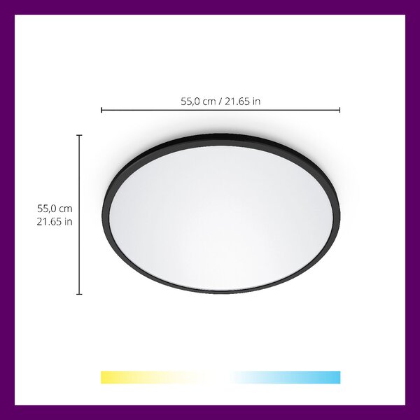 WiZ SuperSlim přisazené LED svítidlo 32W 3800lm 2700-6500K IP20 55cm, černé