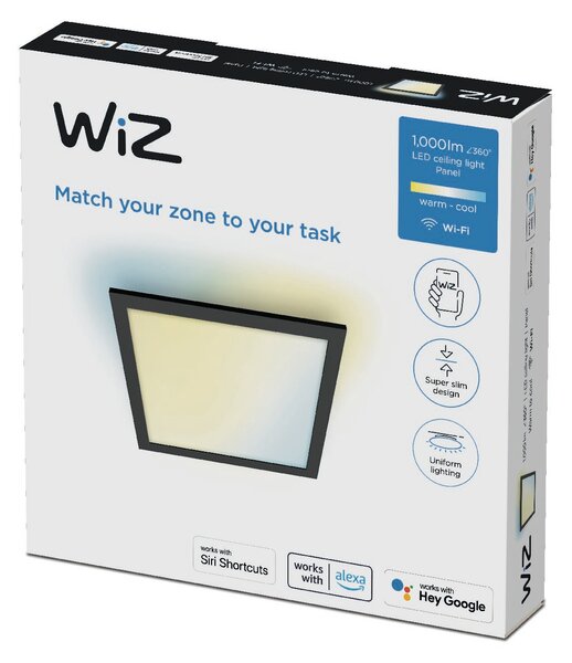 WiZ přisazený LED panel 12W 1000lm 2700-6500K IP20 30x30cm, černý