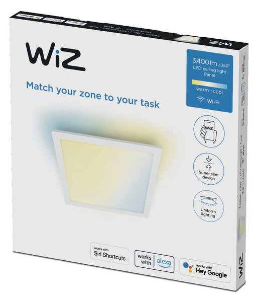 WiZ přisazený LED 36W 3400lm 2700-6500K IP20 60x60cm, bílý