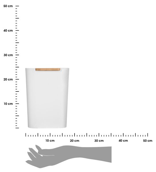 Odpadkový koš Natureo, bílá/s dřevěnými prvky, 5L