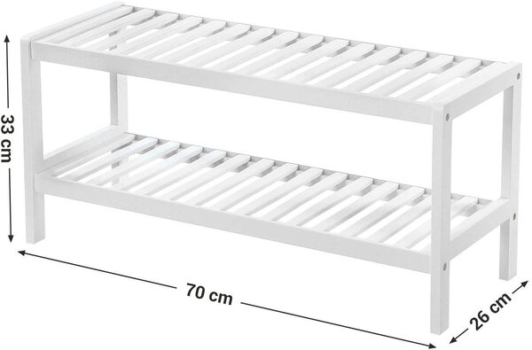 SONGMICS Bambusový botník 2 police bílý 70x33 cm