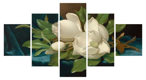 Obraz - Martin Johnson Heade, Giant Magnolias on a Blue Velvet Cloth, reprodukce (125x70 cm)