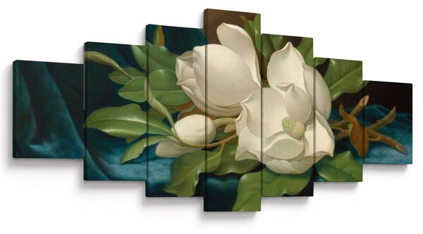 Obraz - Martin Johnson Heade, Giant Magnolias on a Blue Velvet Cloth, reprodukce (210x100 cm)