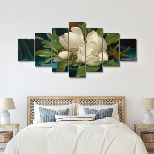 Obraz - Martin Johnson Heade, Giant Magnolias on a Blue Velvet Cloth, reprodukce (210x100 cm)