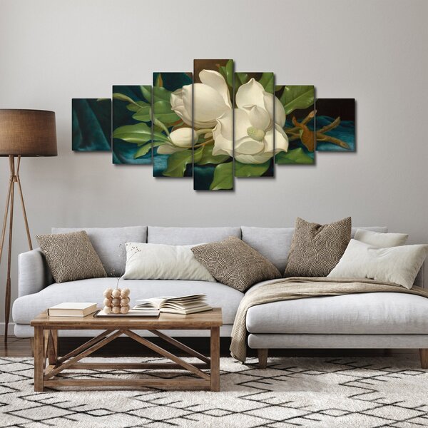 Obraz - Martin Johnson Heade, Giant Magnolias on a Blue Velvet Cloth, reprodukce (210x100 cm)
