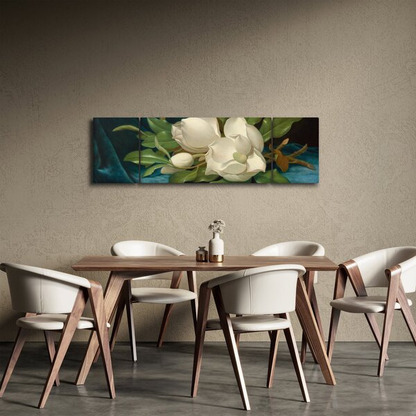 Obraz - Martin Johnson Heade, Giant Magnolias on a Blue Velvet Cloth, reprodukce (170x50 cm)