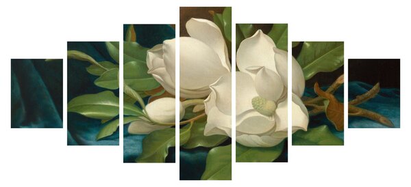 Obraz - Martin Johnson Heade, Giant Magnolias on a Blue Velvet Cloth, reprodukce (210x100 cm)