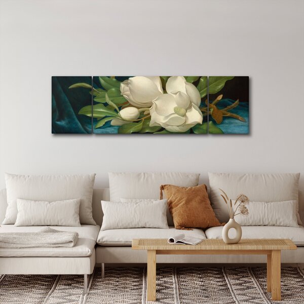 Obraz - Martin Johnson Heade, Giant Magnolias on a Blue Velvet Cloth, reprodukce (170x50 cm)