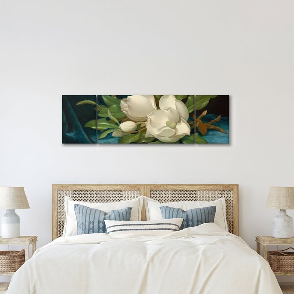 Obraz - Martin Johnson Heade, Giant Magnolias on a Blue Velvet Cloth, reprodukce (170x50 cm)