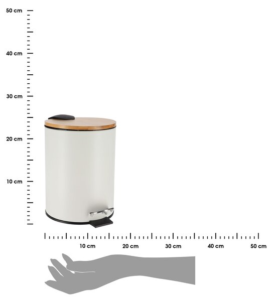 Odpadkový koš Timeless, bílá/s dřevěnými prvky, 2,5L