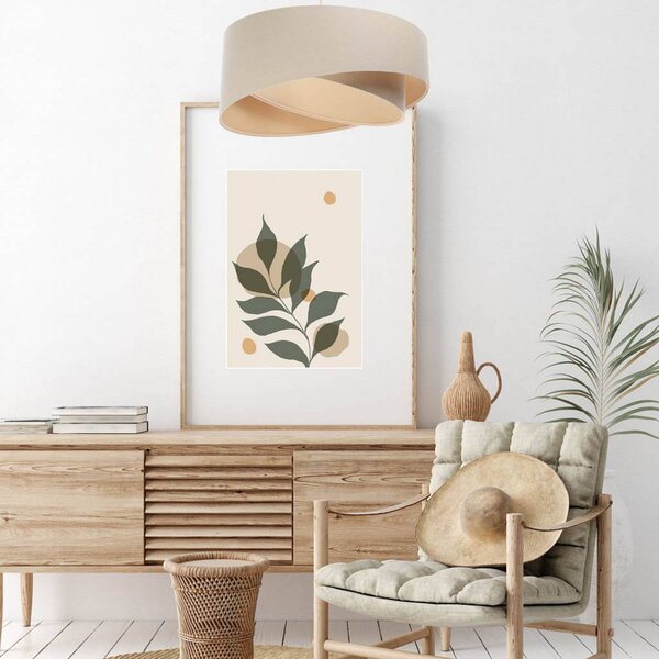 Maco Design Závěsné svítidlo Boho, krémová/béžová, Ø 50 cm, výška 23 len, stmívatelný, Krémová / jantar, Obývací pokoj / jídelna, Textil / tkanina / hedvábí