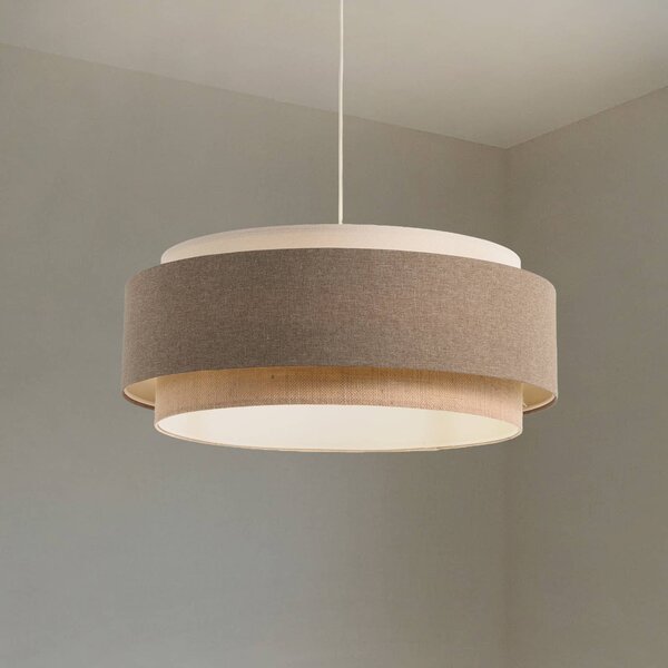Maco Design Závěsné svítidlo Boho Elegant, hnědá/béžová/krémová, Ø 60 cm, textilní, stmívatelný, Hnědá / rez, Obývací pokoj / jídelna, Textil / tkanina / hedvábí