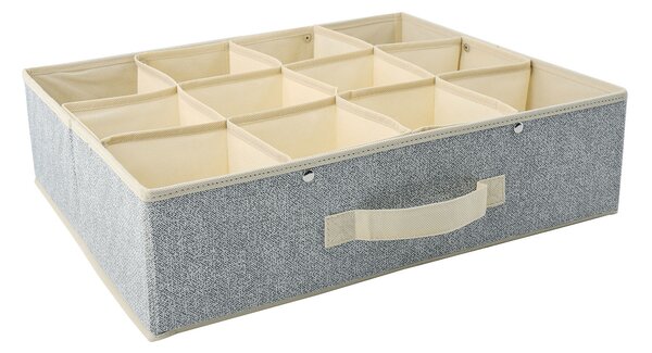 MSV prodyšný zásuvkový box, s 12 přihrádkami, šedý, polypropylen, 45 x 36 x 12 cm