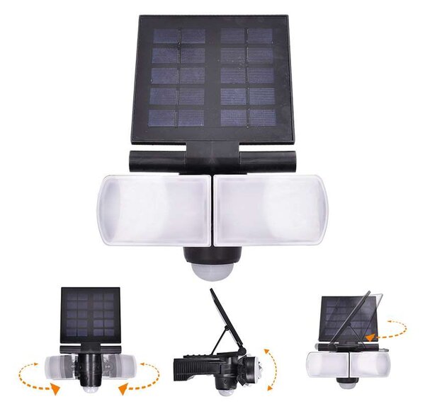 LED solární světlo se senzorem WO772, černá