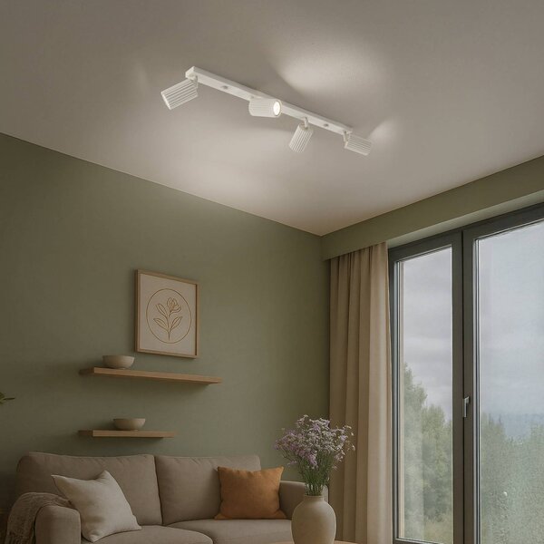 SOLLUX LIGHTING Stropní reflektor Carbon, béžový, délka 81 cm, hliník, 4 světla., stmívatelný, Krémová / jantar, Obývací pokoj / jídelna, Hliník, Moderní