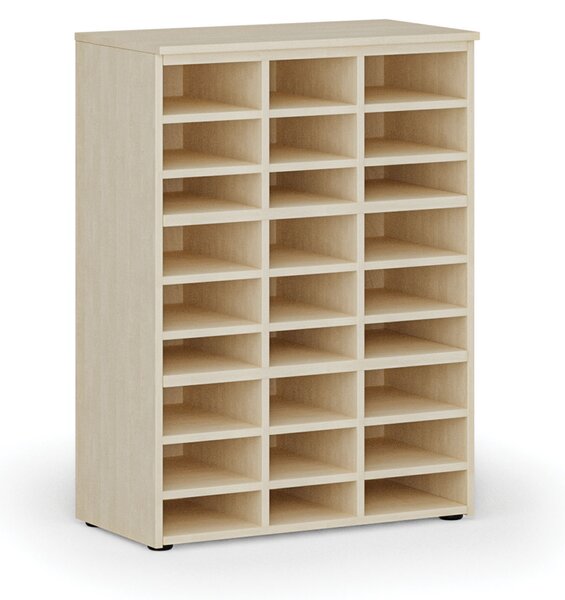 Třídicí regál PRIMO WOOD, 800 x 420 x 1087 mm, 27 přihrádek, bříza