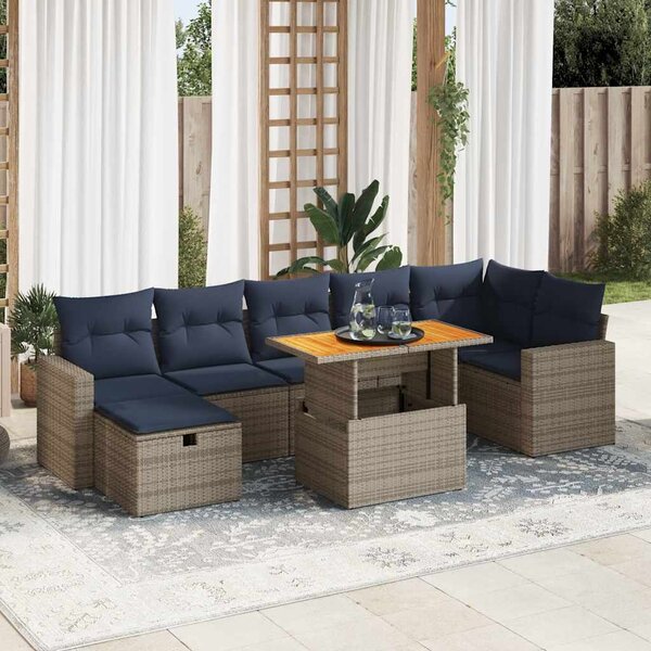 8dílná zahradní sestava s poduškami hnědá polyratan akácie 3328013