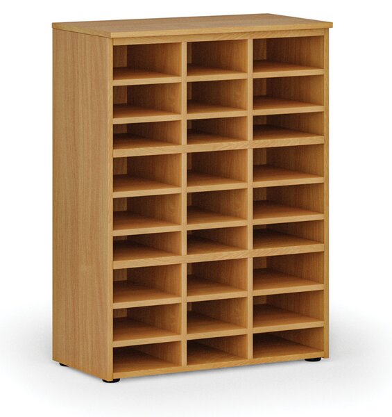 Třídicí regál PRIMO WOOD, 800 x 420 x 1087 mm, 27 přihrádek, buk
