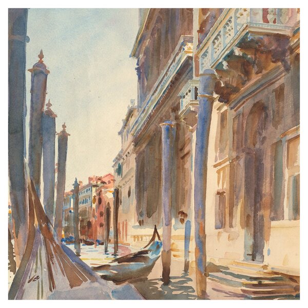 Obraz - John Singer Sargent, Gondola Moorings on the Grand Canal, reprodukce (30x30 cm)