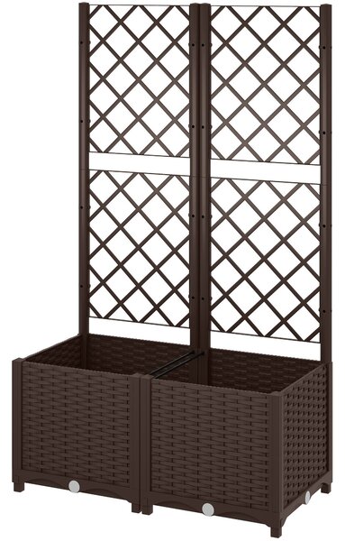 Outsunny Velký venkovní květináč s mřížkou a drenážními otvory pro popínavé rostliny, stojan pro zahradu, terasu 80x40x135 cm Hnědý | Aosom