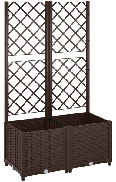 Outsunny Velký venkovní květináč s mřížkou a drenážními otvory pro popínavé rostliny, stojan pro zahradu, terasu 80x40x135 cm Hnědý | Aosom