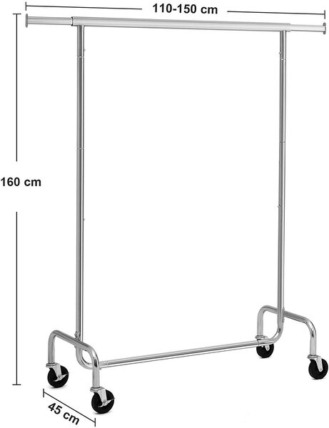 SONGMICS Stojan na šaty pojízdný chromový 130 Kg
