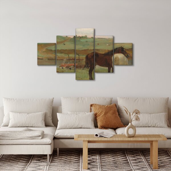 Obraz - Edgar Degas, Horses in a Meadow, reprodukce (125x70 cm)