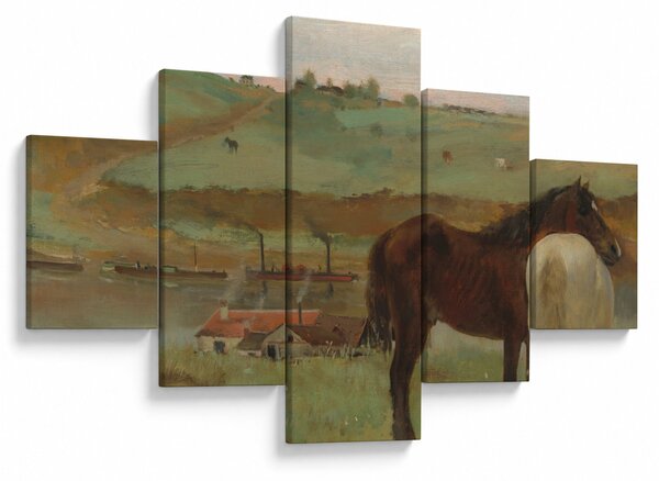 Obraz - Edgar Degas, Horses in a Meadow, reprodukce (125x70 cm)