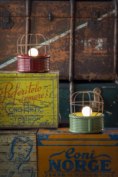 Ferroluce Retro stolní lampa INDUSTRIAL, Ø 21 cm, 1xE27 Barva: Olivová zelená