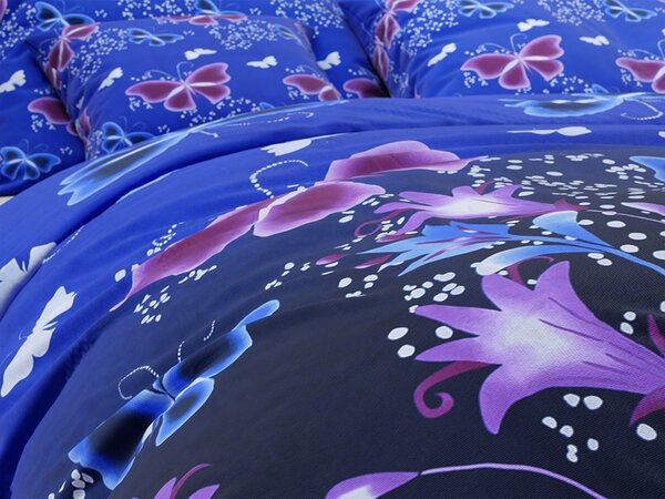 Bavlněné povlečení VIOLET BUTTERFLY tmavě modré, 100% bavlna Rozměr povlečení: 70 x 90 cm | 140 x 200 cm