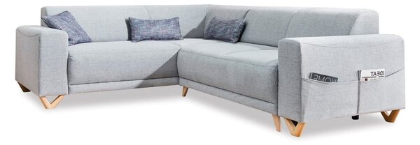Světle šedá rozkládací/s úložným prostorem rohová pohovka (levý roh/do L) Classy Sophie – Miuform