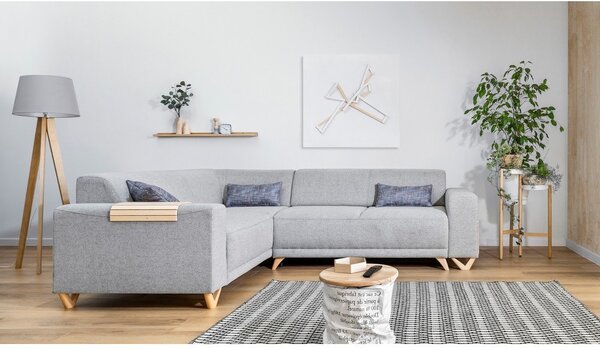 Světle šedá rozkládací/s úložným prostorem rohová pohovka (levý roh/do L) Classy Sophie – Miuform