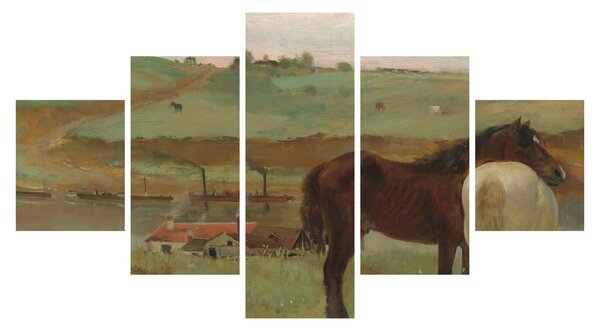 Obraz - Edgar Degas, Horses in a Meadow, reprodukce (125x70 cm)