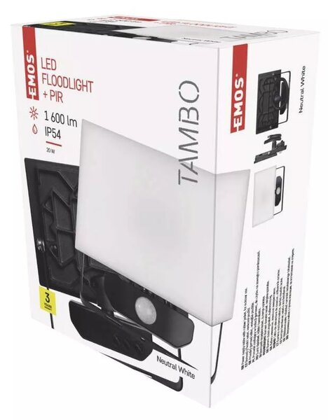 LED Reflektor TAMBO PIR ZS2921 13,5x6,4x16,5cm 20W 1600lm 4000K IP54