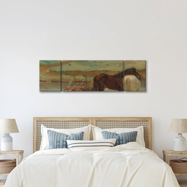 Obraz - Edgar Degas, Horses in a Meadow, reprodukce (170x50 cm)