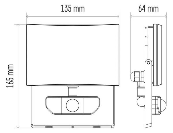 LED Reflektor TAMBO PIR ZS2921 13,5x6,4x16,5cm 20W 1600lm 4000K IP54