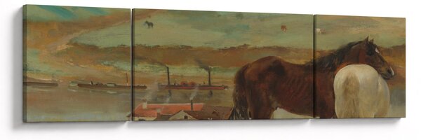 Obraz - Edgar Degas, Horses in a Meadow, reprodukce (170x50 cm)