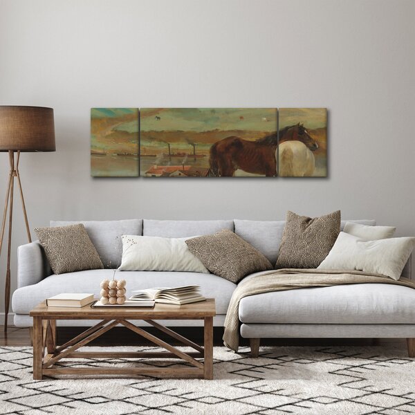 Obraz - Edgar Degas, Horses in a Meadow, reprodukce (170x50 cm)