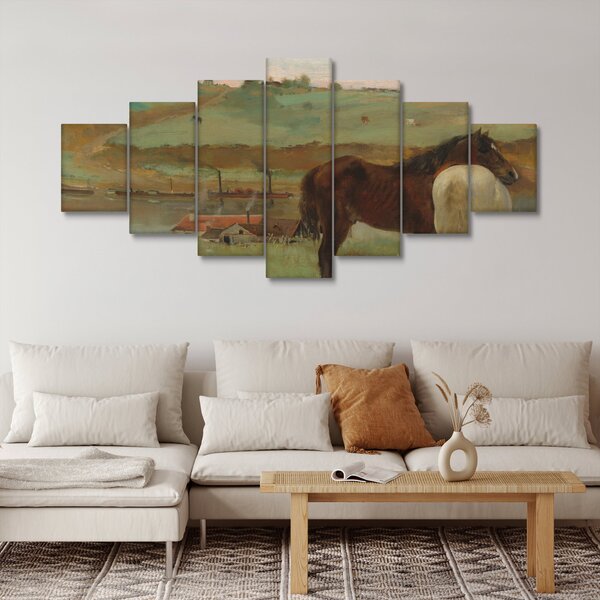 Obraz - Edgar Degas, Horses in a Meadow, reprodukce (210x100 cm)