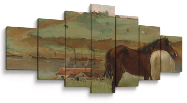 Obraz - Edgar Degas, Horses in a Meadow, reprodukce (210x100 cm)