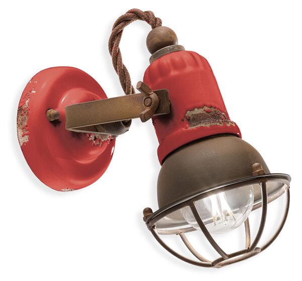 Ferroluce Nástěnné retro svítidlo LOFT, š. 19 cm, 1xE14 Barva: Červená