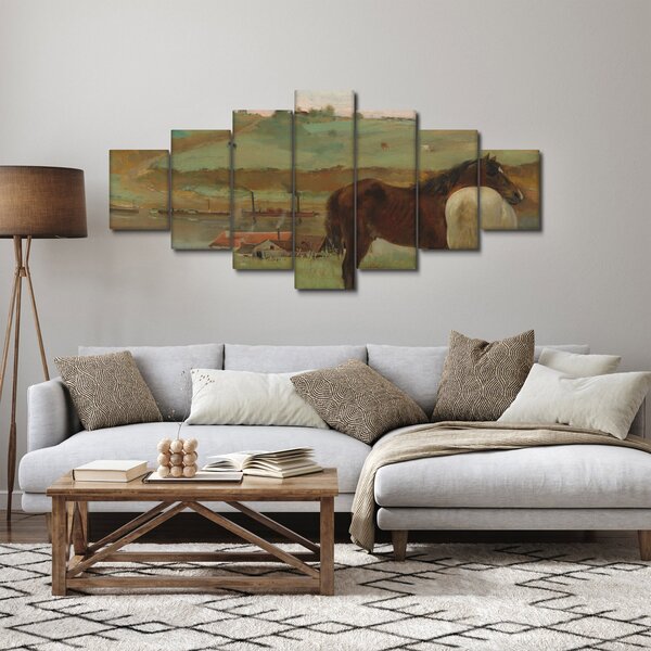 Obraz - Edgar Degas, Horses in a Meadow, reprodukce (210x100 cm)
