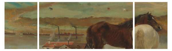 Obraz - Edgar Degas, Horses in a Meadow, reprodukce (170x50 cm)
