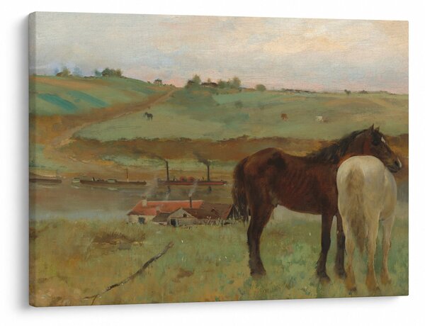 Obraz - Edgar Degas, Horses in a Meadow, reprodukce (70x50 cm)