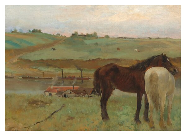Obraz - Edgar Degas, Horses in a Meadow, reprodukce (70x50 cm)