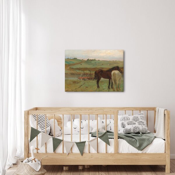 Obraz - Edgar Degas, Horses in a Meadow, reprodukce (70x50 cm)