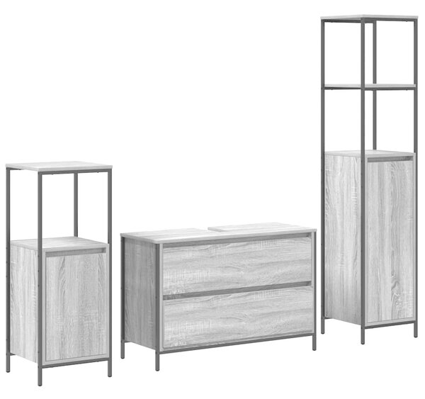 Sada koupelnového nábytku 3 ks Šedá Sonoma 90 x 34,5 x 60 cm 3328362