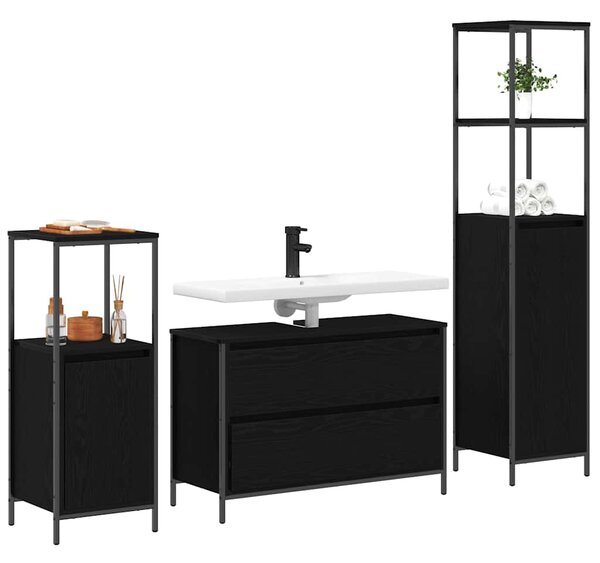 Sada koupelnového nábytku 3 ks Černý dub 90 x 34,5 x 60 cm 3328359